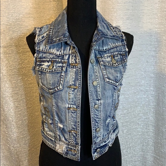 distressed denim vest